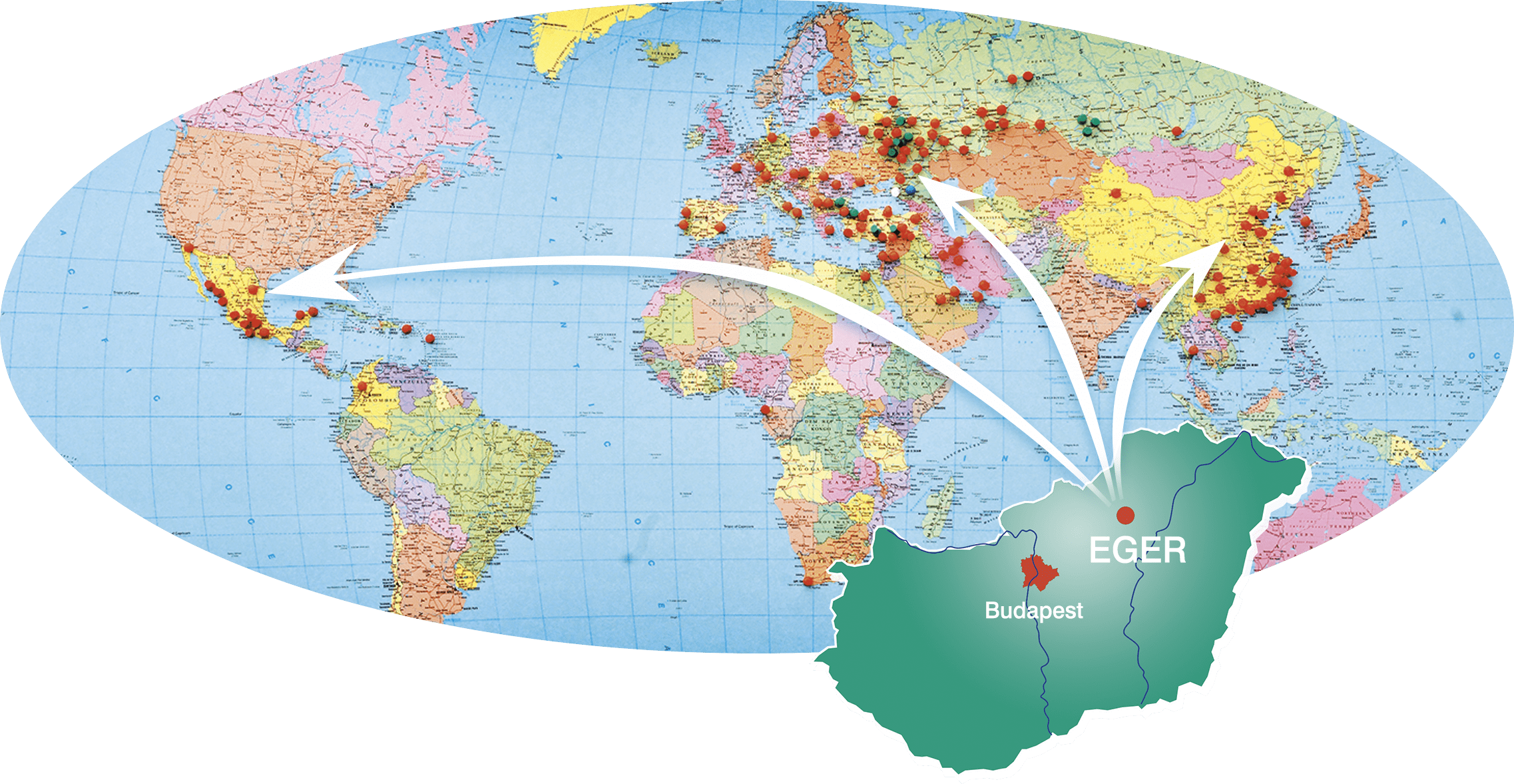 Világtérkép a vállalat jelenlétével